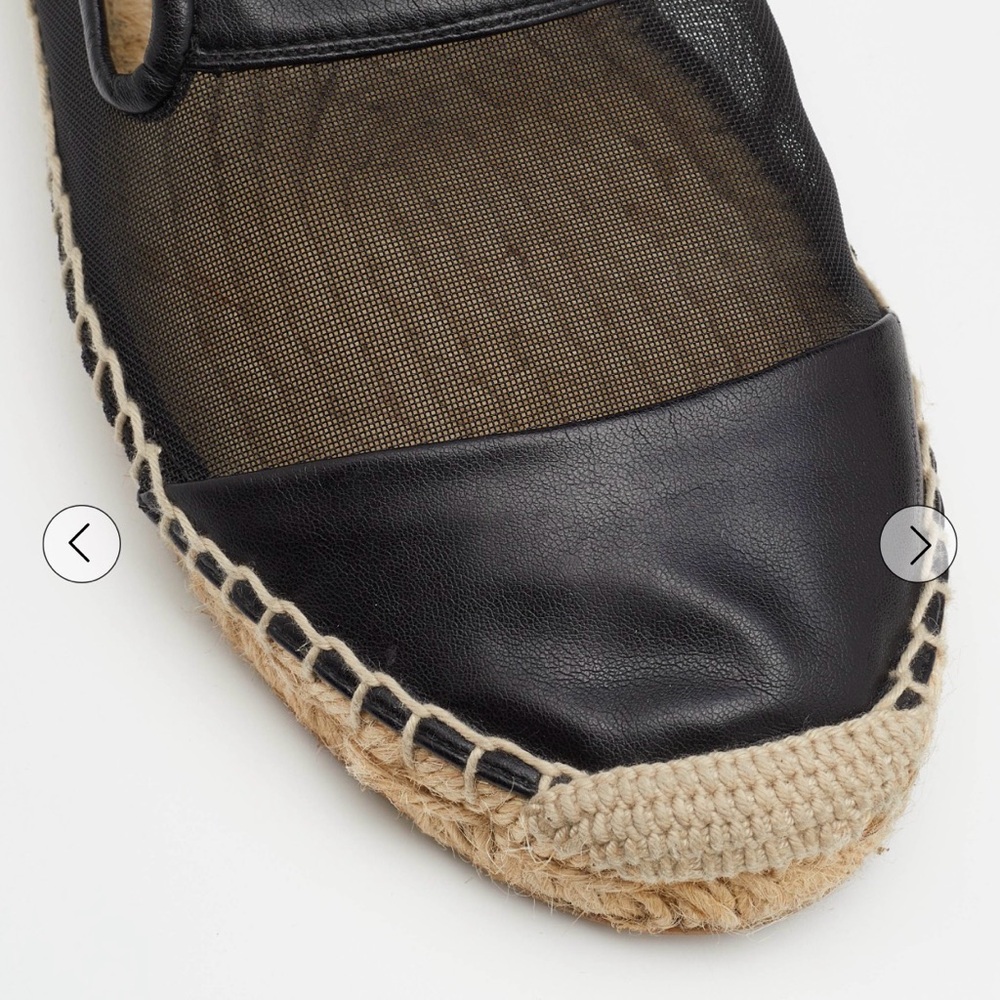 Stella McCartney Black Faux Leather and Mesh Sheer Panel Espadrilles - Picture 9 of 14